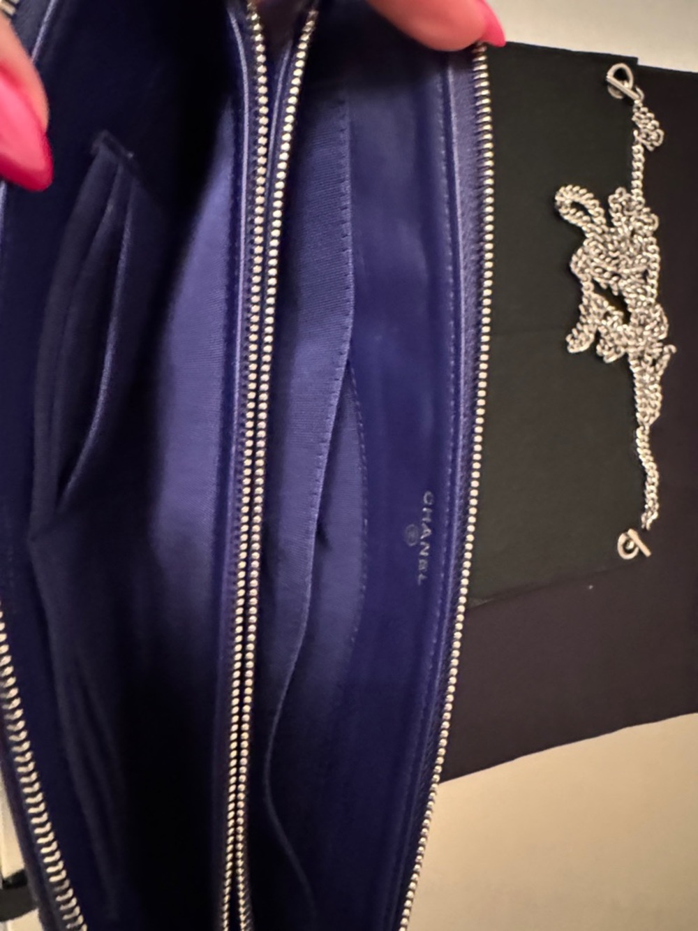 CHANEL Quilted Lambskin Clutch with Chain Pouch - Deep Blue - Picture 5 of 14